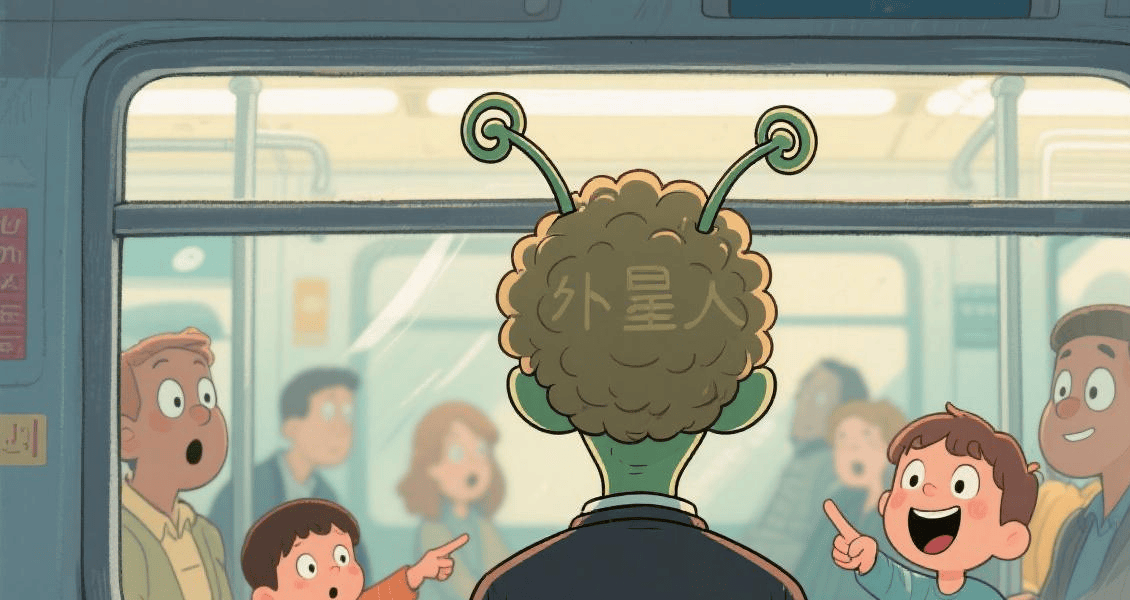 幽默瞬间：把假发戴反被当成外星人